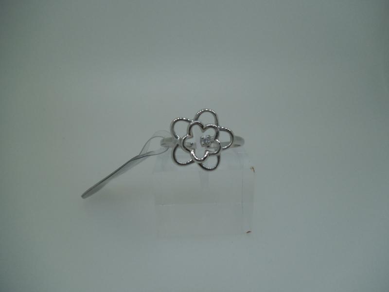 ANELLO ORO BIANCO 750/1000 FIORE C/ZIRCONE - 
