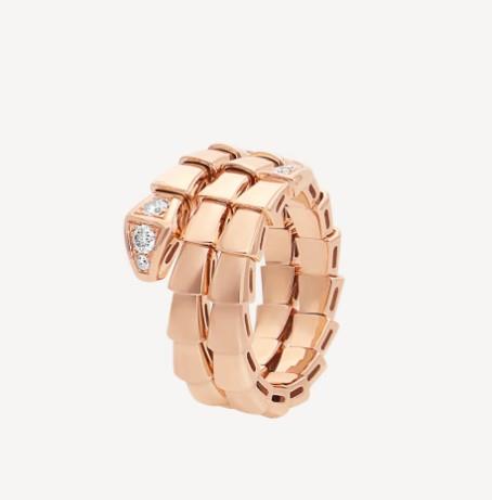 BULGARI - ANELLO - ORO ROSA 750/1000 - CON DIAMANTI TAGLIO BRILLANTE CT 0.10 TOTALI G - VS - MOD. VIPER - MIS. 17 - BULGARI