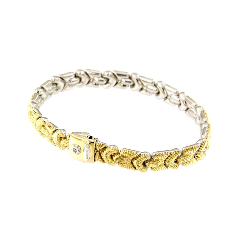 CHIMENTO - BRACCIALE - DUE ORI 750/1000 - MOD. DOUBLE FACE CON DIAMANTE TAGLIO BRILLANTE CT 0.02 H - SI1 - CM. 20 - CHIMENTO