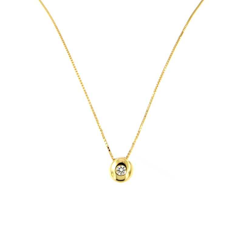 COLLANA ORO GIALLO 750/1000 TIPO PUNTO LUCE A CIPOLLINO CON ZIRCONE - CM. 40 - 