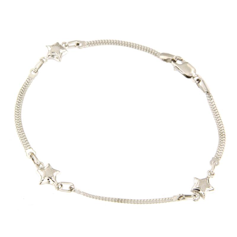 BRACCIALE ORO BIANCO 750/1000 CON STELLINE - CM. 19 - 