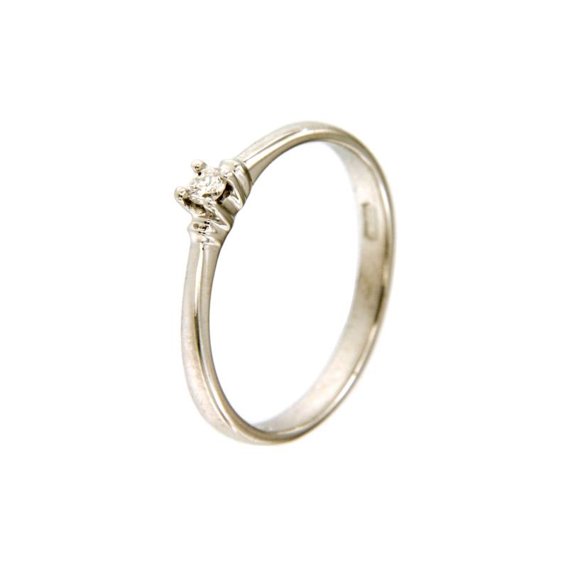 SOLITARIO ORO BIANCO 750/1000 CON DIAMANTE TAGLIO BRILLANTE CT 0.05 G - SI2 - MIS 13.5 - 