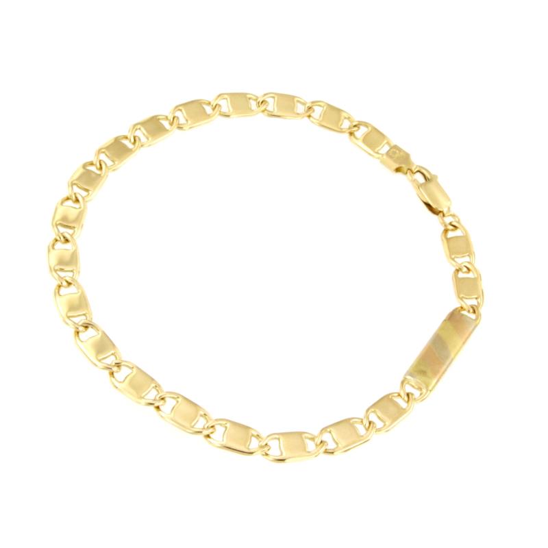 BRACCIALE TRE ORI 750/1000 MAGLIA TIPO VALENTINO CON TARGHETTA - CM. 21 - 