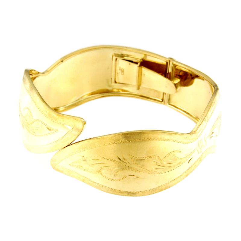 BRACCIALE ORO GIALLO 750/1000 SCHIAVA APERTO CON LAVORAZIONE SEMI-SATINATA - 