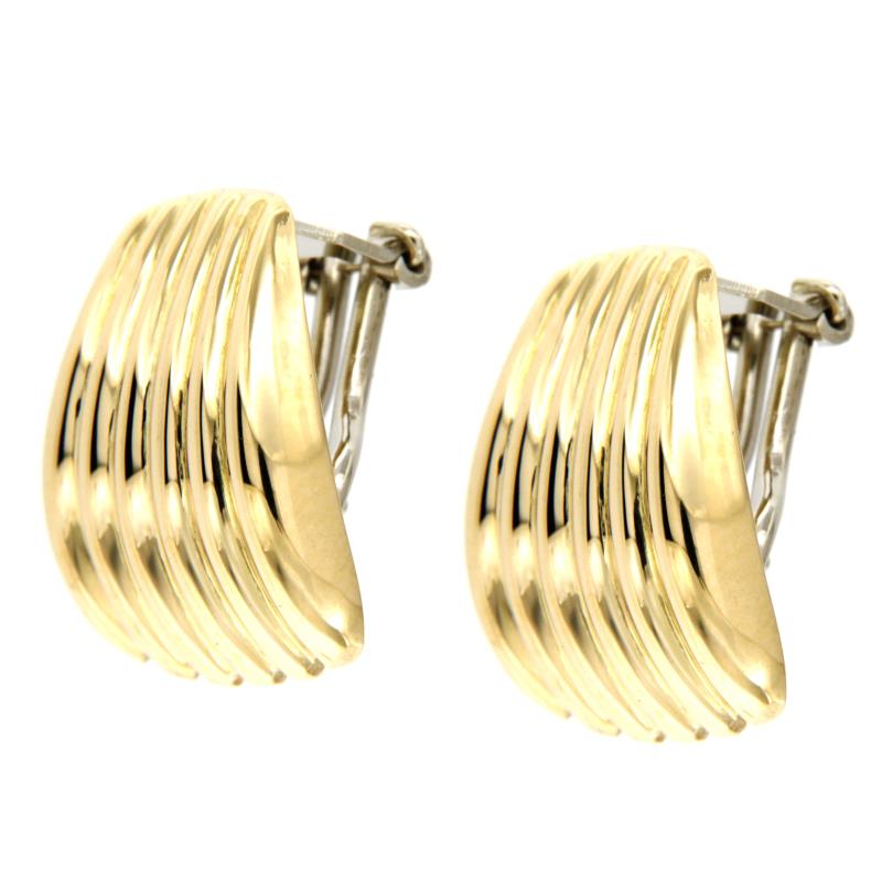 COPPIA ORECCHINI ORO GIALLO 750/1000 RIGATI A CLIPS - 