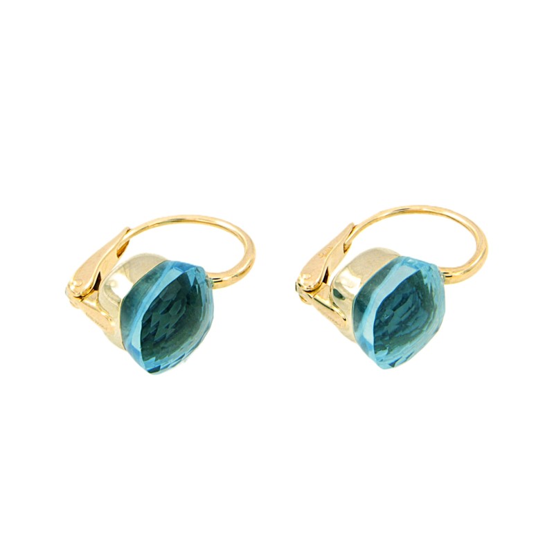 POMELLATO - COPPIA ORECCHINI - ORO GIALLO 750/1000 -CON TOPAZI AZZURRI - POMELLATO