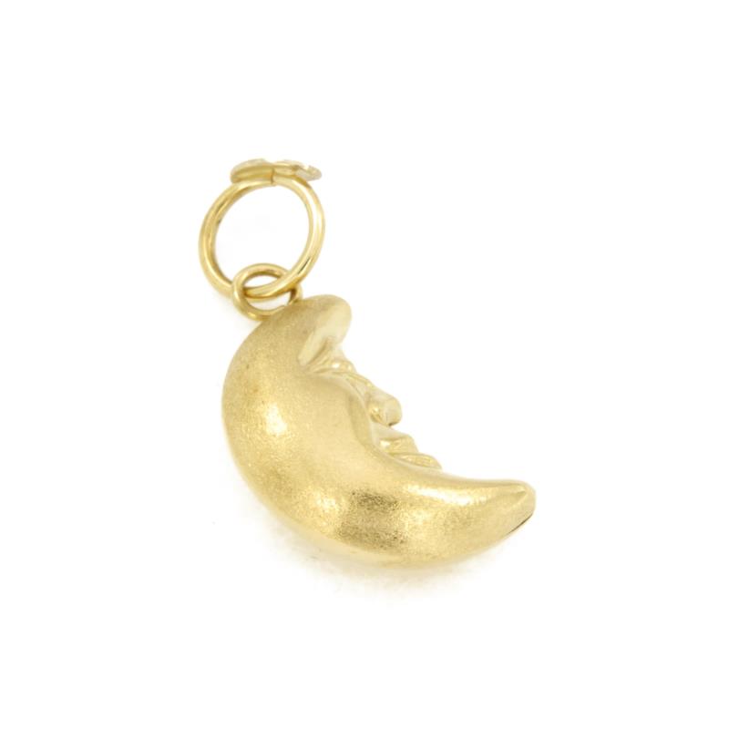 CIONDOLO ORO GIALLO 750/1000 MEZZALUNA SEMI-SATINATA - 