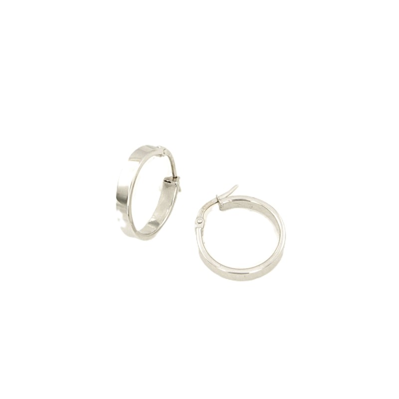 COPPIA ORECCHINI ORO BIANCO 750/1000 CERCHIETTI PIATTI - 
