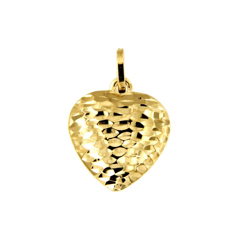 CIONDOLO ORO GIALLO 750/1000 CUORE MARTELLATO - 