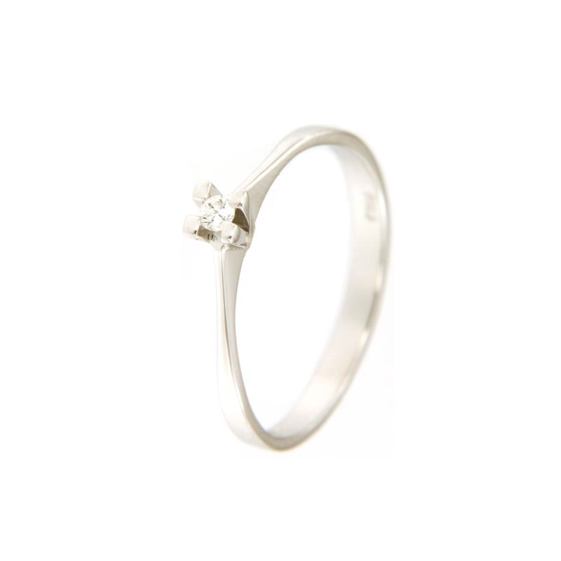 SOLITARIO ORO BIANCO 750/1000 DIAMANTE TAGLIO BRILLANTE CT 0.04 G - VS - MIS. 13.5 - 