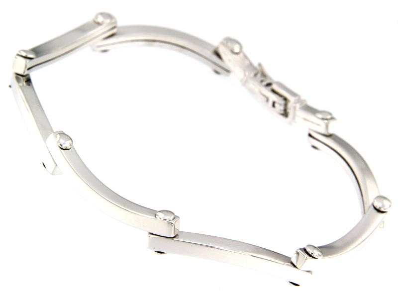 BRACCIALE ORO BIANCO 750/1000 A SEGMENTI ONDULATI - 19 CM - 