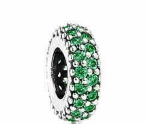 PANDORA - CHARM - ARGENTO 925/1000 - MOD. DISTANZIATORE PAVÈ VERDE - PANDORA