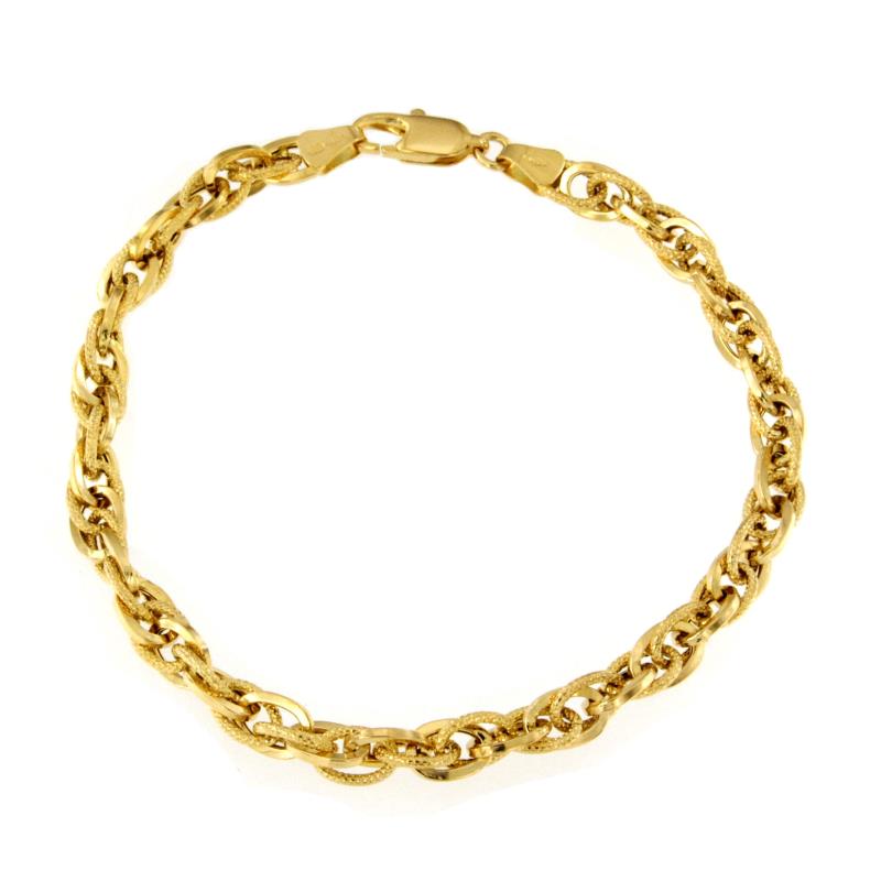 BRACCIALE ORO GIALLO 750/1000 MAGLIA INTRECCIATA SEMI-ZIGRINATA - CM. 19 - 