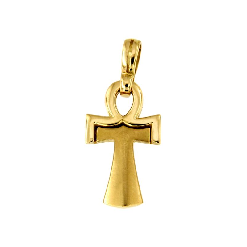 CIONDOLO ORO GIALLO 750/1000 CROCE ANKH SEMI-SATINATA  - 