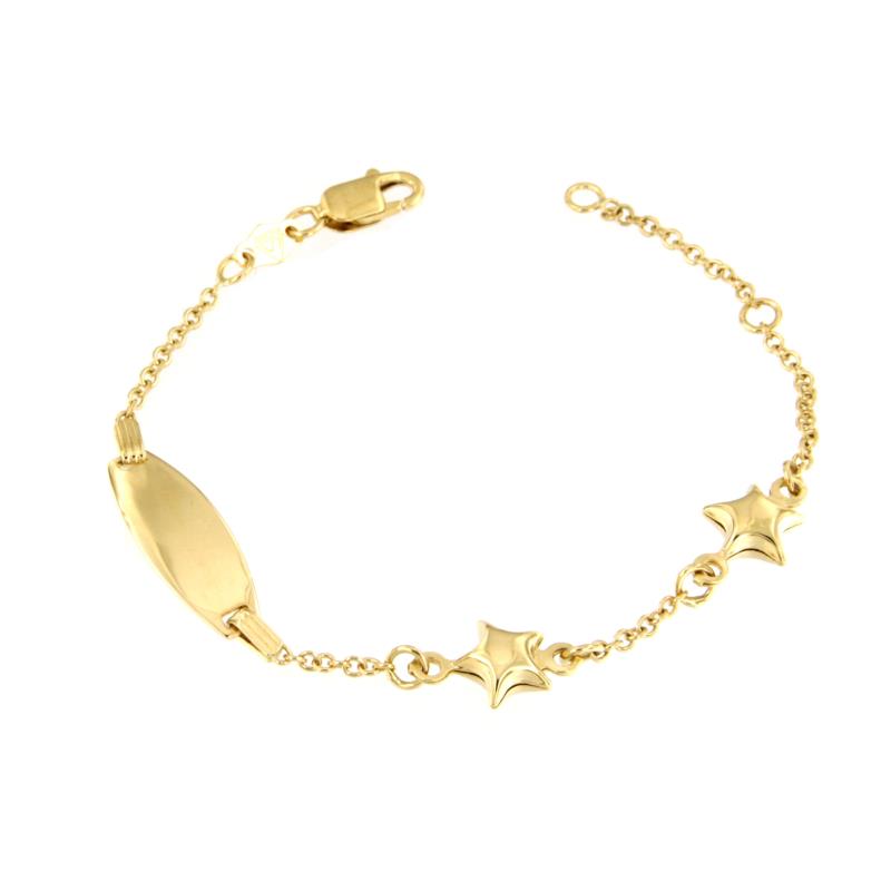 BRACCIALE ORO GIALLO 750/1000 CON TARGHETTA E STELLINE - CM. 15 - 