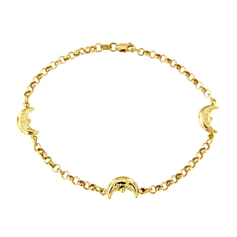 BRACCIALE ORO GIALLO 750/1000 MAGLIA ROLÒ CON MEZZELUNE - CM 18 - 