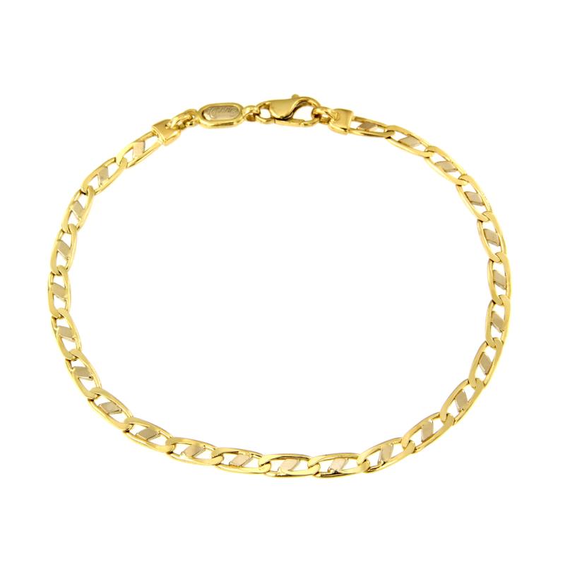 BRACCIALE DUE ORI 750/1000 MAGLIA GRUMETTA CON TRAVERSINO - CM. 21 - 