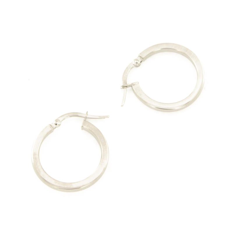 COPPIA ORECCHINI ORO BIANCO 750/1000 CERCHI SQUADRATI - 
