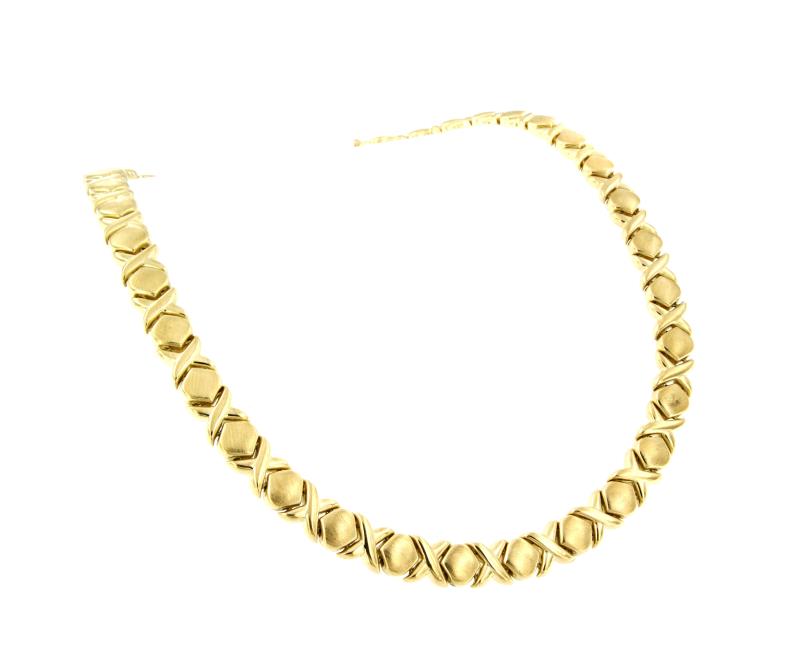 GIROCOLLO ORO GIALLO 750/1000  SEMISATINATO MAGLIA FANTASIA - CM 43 - 