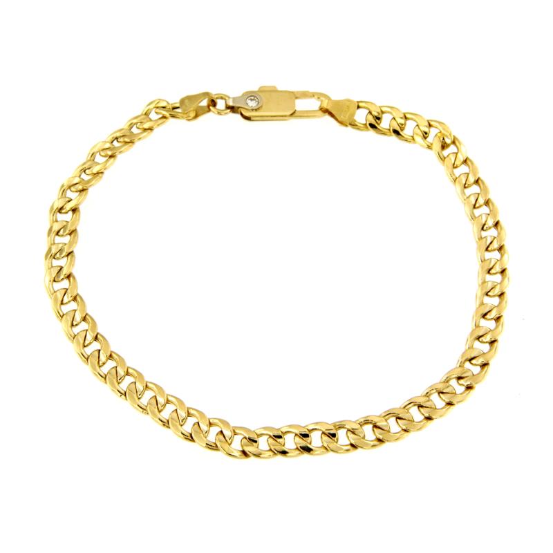 BRACCIALE ORO GIALLO 750/1000 MAGLIA GRUMETTA CON ZIRCONE FINALE - CM 18.5 - 