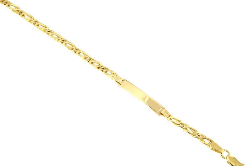 BRACCIALE ORO GIALLO 750/1000 MAGLIA GRUMETTA DOPPIA CON TARGHETTA - CM 19.5 - 