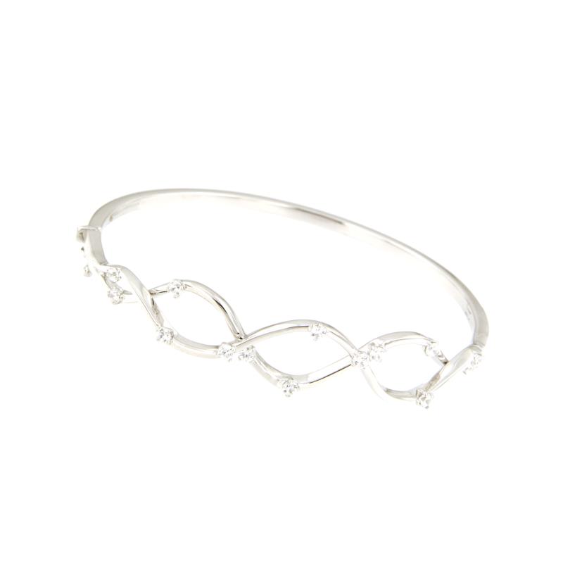 BRACCIALE ORO BIANCO 750/1000 SCHIAVA CON ZIRCONI - 