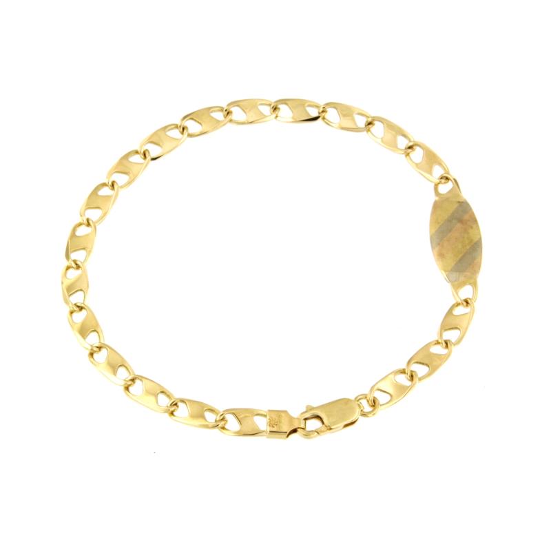 BRACCIALE TRE ORI 750/1000 CON TARGHETTA - CM. 20 - 