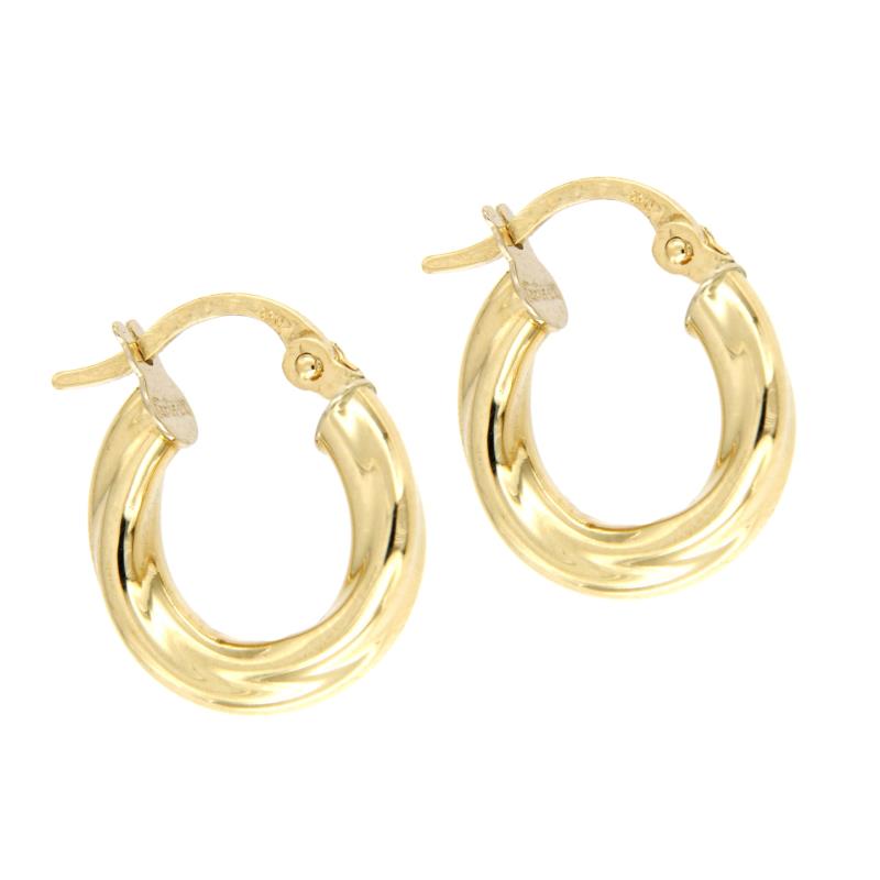 COPPIA ORECCHINI ORO GIALLO 750/1000 CERCHIETTI RITORTI - 