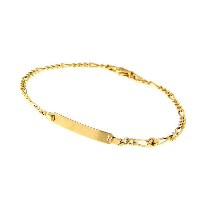 BRACCIALE ORO GIALLO 750/1000 MAGLIA 3+1 CON TARGHETTA - CM. 21 - 