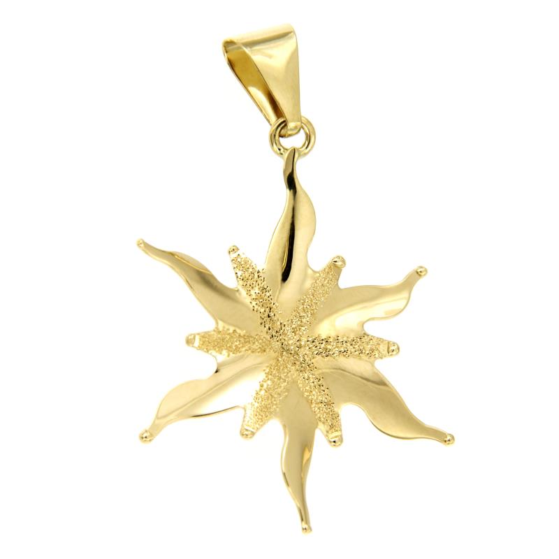 CIONDOLO IN ORO GIALLO 750/1000 STELLA SEMI-DIAMANTATA - 