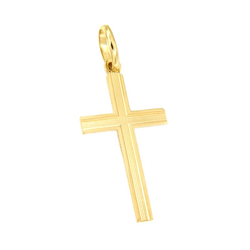 CIONDOLO ORO GIALLO 750/1000 CROCE LAVORATA - 