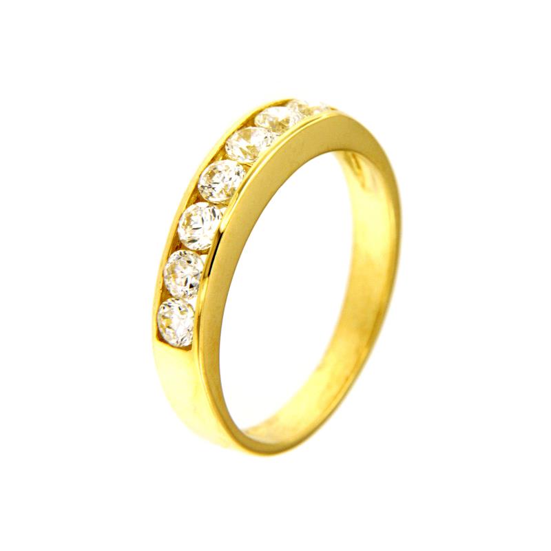 ANELLO ORO GIALLO 750/1000 ORO VERETTA CON ZIRCONI - MIS. 17  - 
