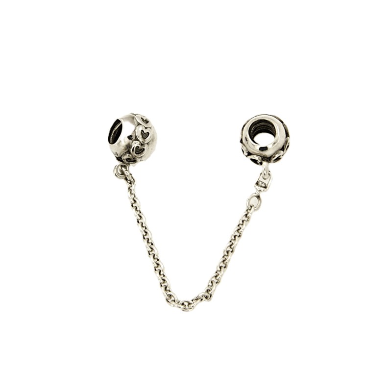 PANDORA - CHARM - ARGENTO 925/1000 - MOD. CATENA DI SICUREZZA FASCIA DI CUORI - PANDORA