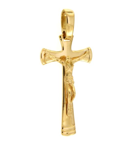 CIONDOLO ORO GIALLO 750/1000 CROCIFISSO SEMI-SATINATO - 