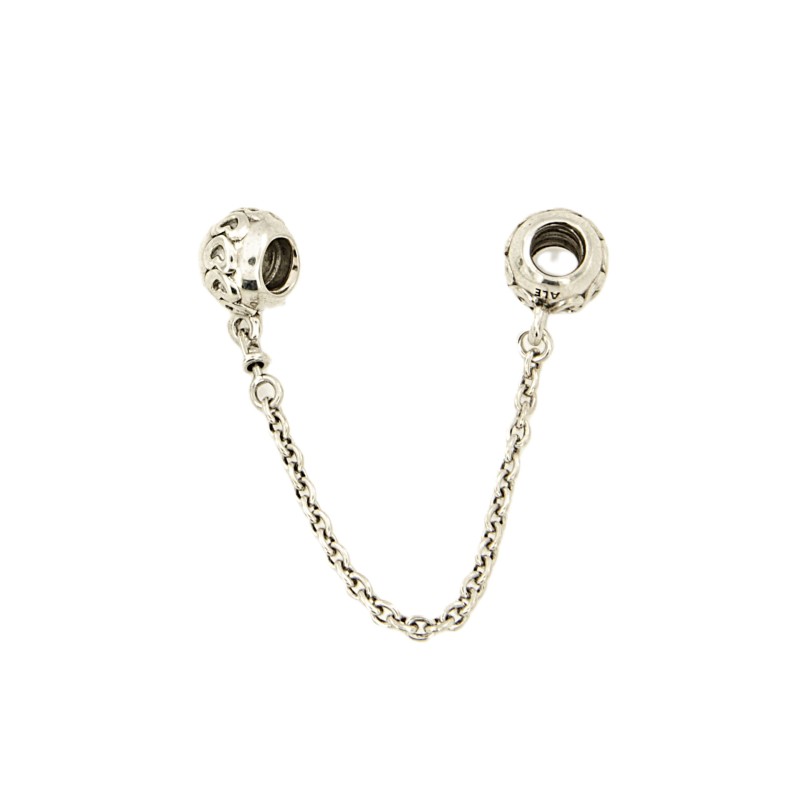 PANDORA - CHARM - ARGENTO 925/1000 - MOD. CATENA DI SICUREZZA FASCIA DI CUORI - PANDORA