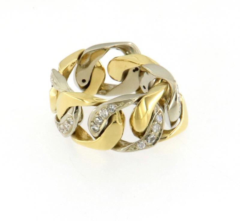 ANELLO IN ORO GIALLO 750\1000 FASCIA BARBAZZALE MORBIDO CON DIAMANTINI CT O,72 COLORE H PUREZZA VS MIS 16 - 