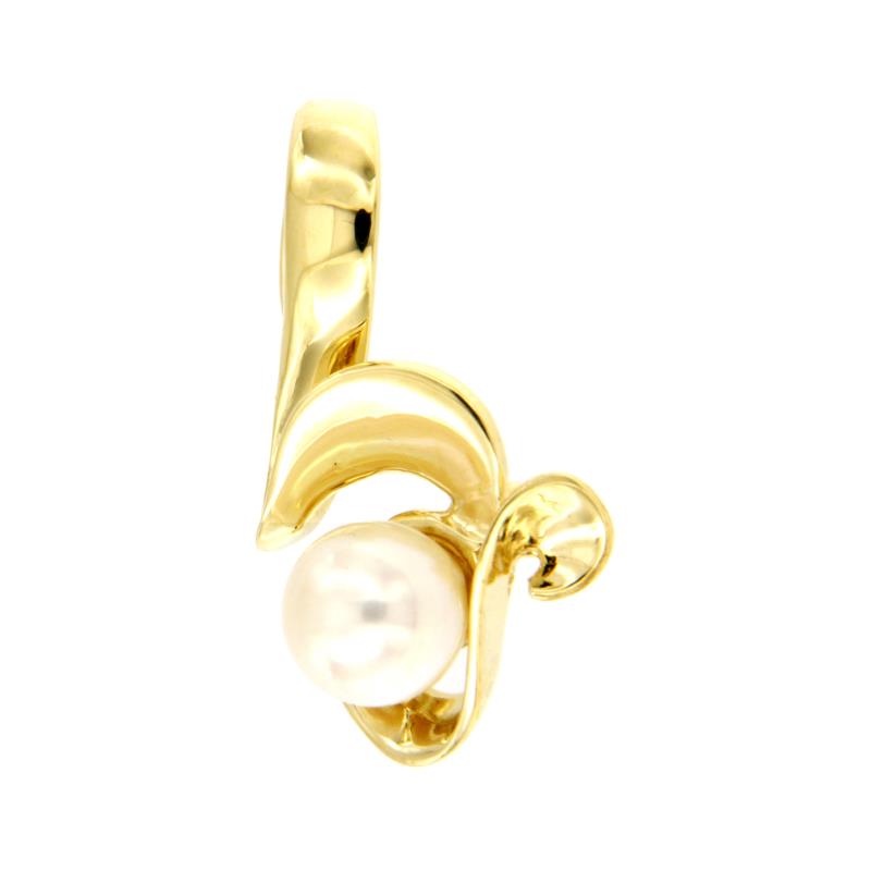 CIONDOLO ORO GIALLO 750/1000 FANTASIA CON PERLA AKOYA MM 6.5 - 