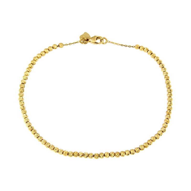 BRACCIALE ORO GIALLO 750/1000 MAGLIA A SFERE DIAMANTATE - CM 20.5 - 