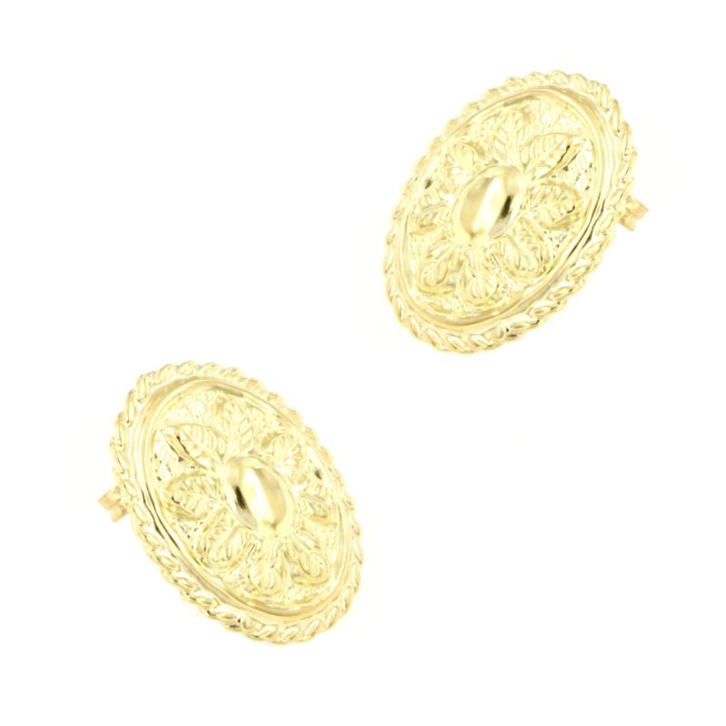 COPPIA ORECCHINI ORO GIALLO 750/1000 OVALI CON LAVORAZIONE MARTELLATA - 