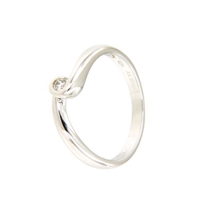 COMETE - SOLITARIO - ORO BIANCO 750/1000 - CON DIAMANTE TAGLIO BRILLANTE CT 0.05 I - SI1 - MIS. 13 - COMETE
