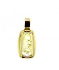 CHIMENTO - MEDAGLIA RELIGIOSA - ORO GIALLO 750/1000 - PADRE PIO CON DIAMANTE TAGLIO BRILLANTE CT 0.02 H - SI1 - CHIMENTO