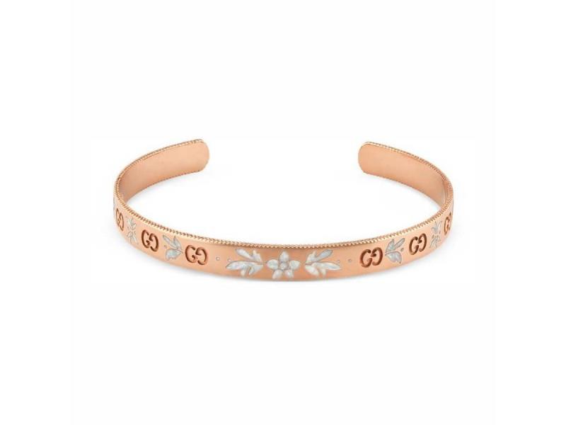 GUCCI - BRACCIALE - ORO ROSA 750/1000 - SCHIAVA SMALTATO DIAMETRO CM 5.5 - GUCCI