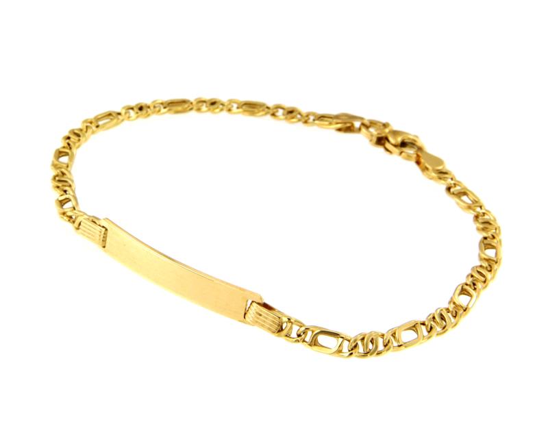 BRACCIALE ORO GIALLO 750/1000 MAGLIA 1+1 CON TARGHETTA - CM 18.5 - 