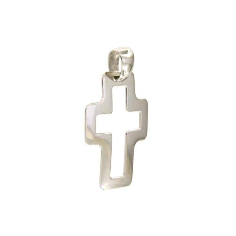 CIONDOLO ORO BIANCO 750/1000 CROCE STILIZZATA - 