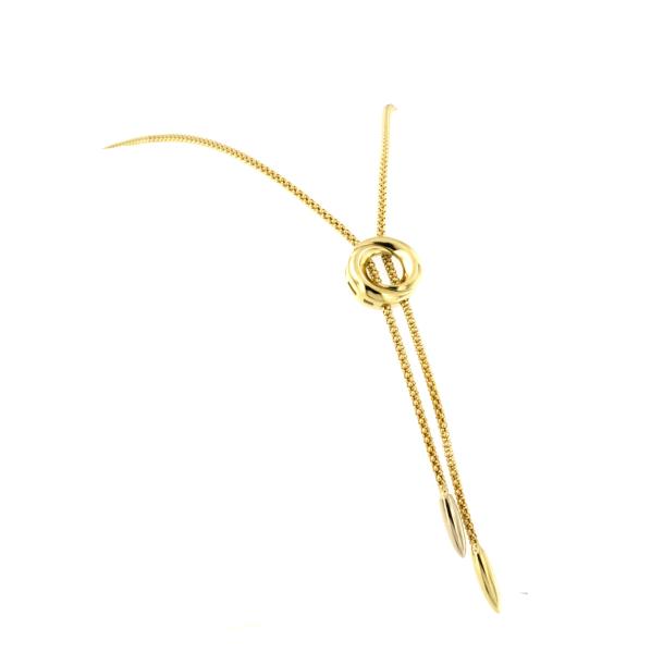 COLLANA DUE ORI 750/1000 MAGLIA TIPO FOPE CON PENDENTI - CM 43 - 