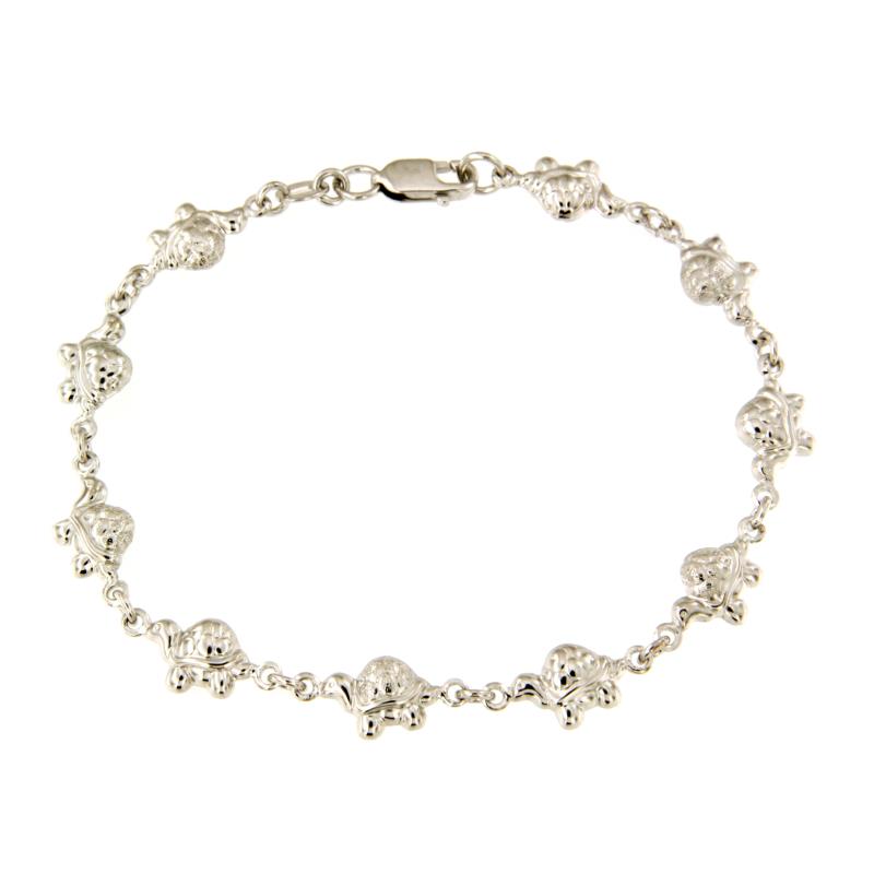 BRACCIALE ORO BIANCO 750/1000 CON TARTARUGHE SEMI-DIAMANTATE - CM 18 - 