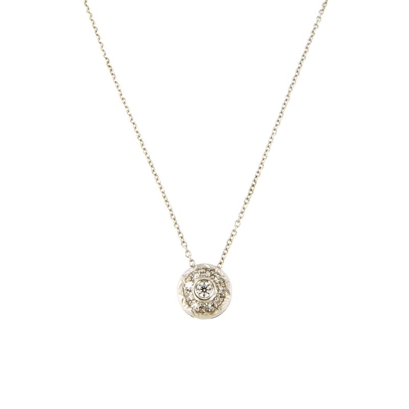 CATENA CON PENDENTE ORO BIANCO 750/1000 PUNTO LUCE A PAV&Egrave; CON DIAMANTE TAGLIO BRILLANTE E TAGLIO HUIT-HUIT CT 0.15 G - VS2 - CM. 44 - 