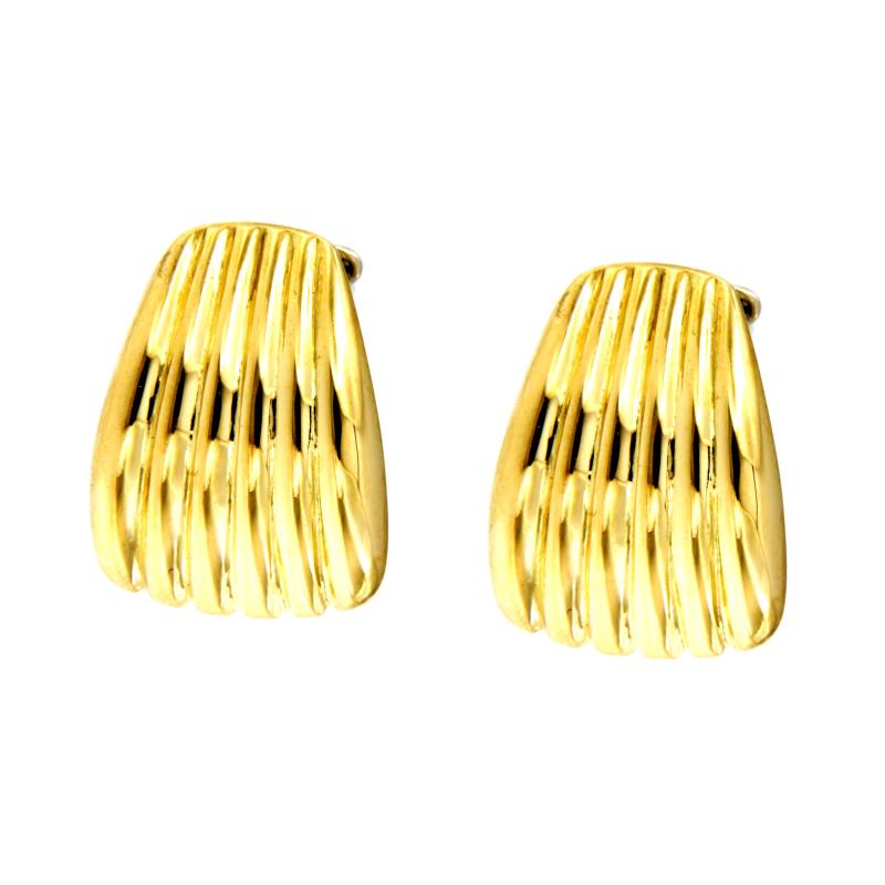 COPPIA ORECCHINI DUE ORI 750/1000 VENTAGLI A CLIPS - 