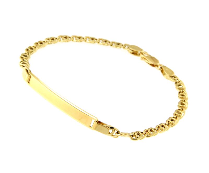 BRACCIALE ORO GIALLO 750/1000 MAGLIA GRUMETTA DOPPIA CON TARGHETTA - CM 18  - 
