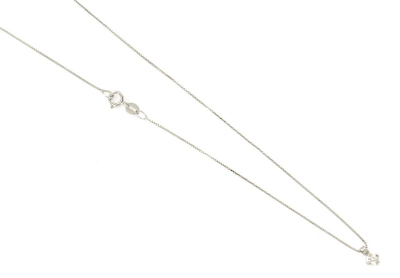 COLLANA ORO BIANCO 750/1000 PUNTO LUCE A GRIFFE CON DIAMANTE TAGLIO BRILLANTE CT 0.04 G - SI1 - CM. 39.5 - 